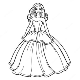 Stylish Barbie In A Dress Coloring Page 35414-29468