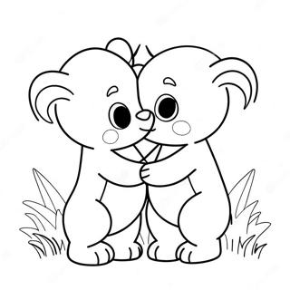 Cute Animals Kissing Coloring Page 35454-29497