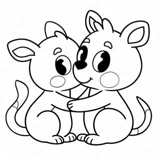 Cute Animals Kissing Coloring Page 35454-29498