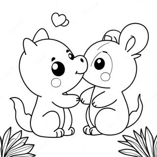 Cute Animals Kissing Coloring Page 35454-29499