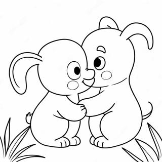 Cute Animals Kissing Coloring Page 35454-29500