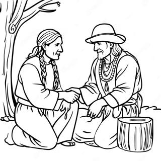 Jamestown Native American Interaction Coloring Page 35484-29521