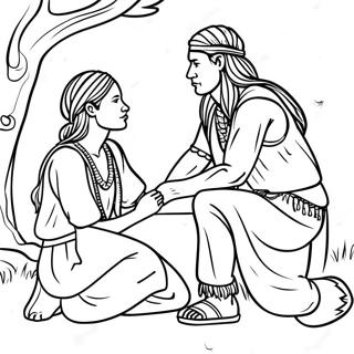 Jamestown Native American Interaction Coloring Page 35484-29522