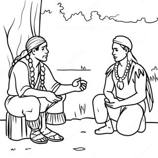 Jamestown Native American Interaction Coloring Page 35484-29523