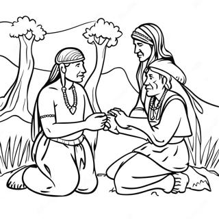 Jamestown Native American Interaction Coloring Page 35484-29524