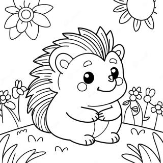 Cute Hedgehog In A Flower Garden Coloring Page 3550-2886