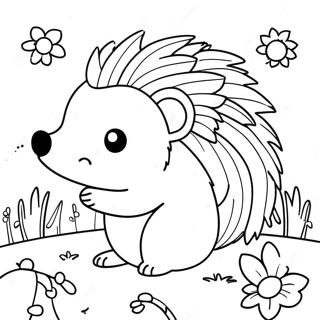 Cute Hedgehog In A Flower Garden Coloring Page 3550-2887