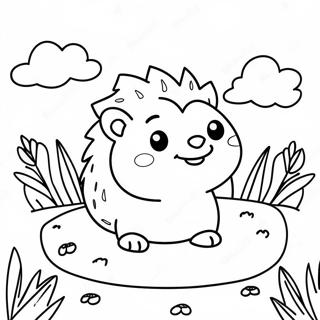 Cute Hedgehog In A Flower Garden Coloring Page 3550-2888