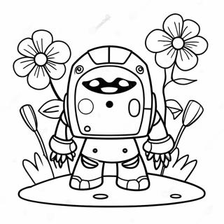 Cute Iron Golem With Flowers Coloring Page 35544-29569