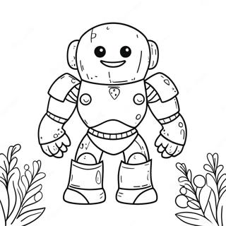 Cute Iron Golem With Flowers Coloring Page 35544-29570