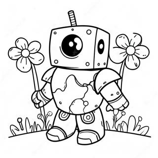 Cute Iron Golem With Flowers Coloring Page 35544-29571