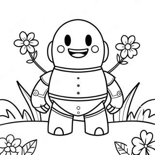 Cute Iron Golem With Flowers Coloring Page 35544-29572