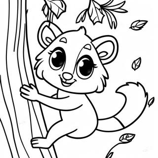 Playful Lemur Swinging From A Tree Coloring Page 35574-29594