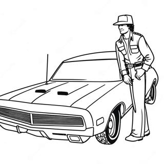 Bo And Luke Duke In The General Lee Coloring Page 35594-29611