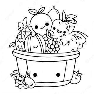 Colorful Fruit Basket With Smiling Faces Coloring Page 35604-29617