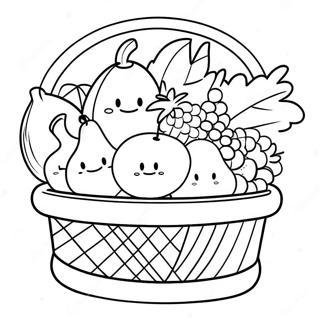 Colorful Fruit Basket With Smiling Faces Coloring Page 35604-29618