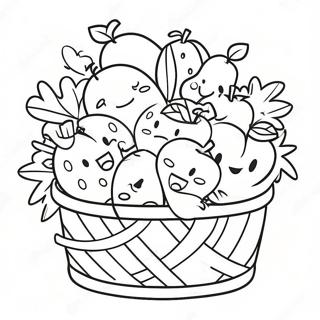 Colorful Fruit Basket With Smiling Faces Coloring Page 35604-29619