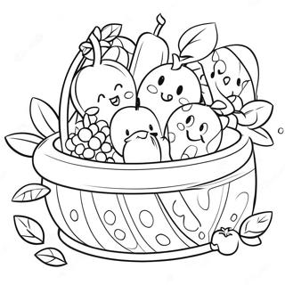 Colorful Fruit Basket With Smiling Faces Coloring Page 35604-29620