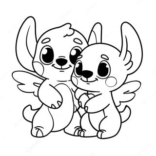 Adorable Stitch And Angel Friendship Coloring Page 3560-2895