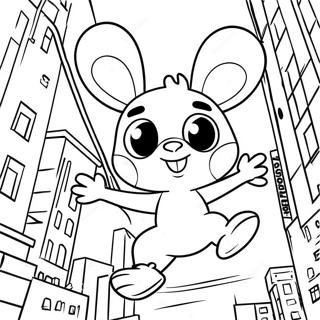 Spider Ham Swinging Through City Coloring Page 35624-29635