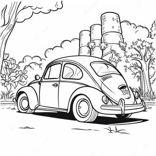 Vw Bug Vintage Style Coloring Page 35664-29665