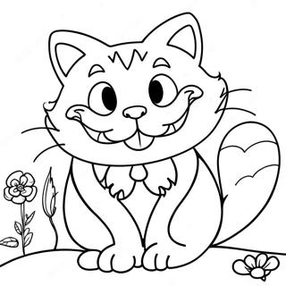 Smiling Cheshire Cat In Wonderland Coloring Page 35684-29681