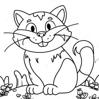 Smiling Cheshire Cat In Wonderland Coloring Page 35684-29683