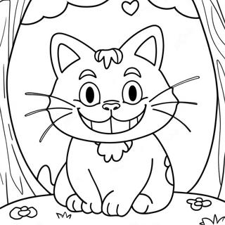 Smiling Cheshire Cat In Wonderland Coloring Page 35684-29684