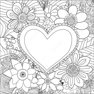 Hearts And Flowers Coloring Pages