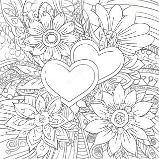 Hearts And Flowers Coloring Page 3569-2898