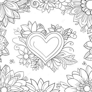 Hearts And Flowers Coloring Page 3569-2900