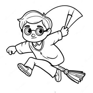 Harry Potter Flying On A Broomstick Coloring Page 35704-29697