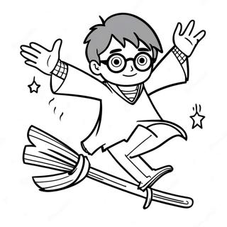 Harry Potter Flying On A Broomstick Coloring Page 35704-29698