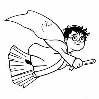 Harry Potter Flying On A Broomstick Coloring Page 35704-29699