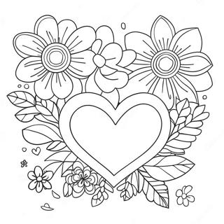 Cute Heart Shaped Flowers Coloring Page 3570-2901