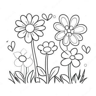 Cute Heart Shaped Flowers Coloring Page 3570-2903