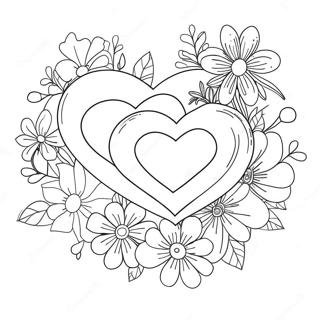 Cute Heart Shaped Flowers Coloring Page 3570-2904