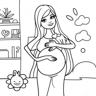 Pregnant Barbie With Baby Bump Coloring Page 35783-29758