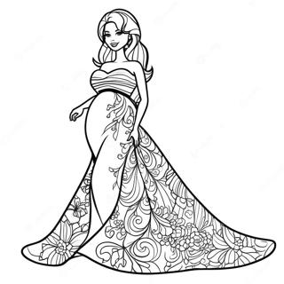 Pregnant Barbie In A Beautiful Dress Coloring Page 35784-29761