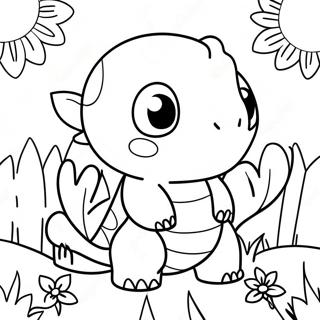 Cute Turtwig In A Garden Coloring Page 35804-29778