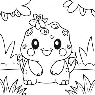 Cute Ivysaur In A Garden Coloring Page 35834-29801