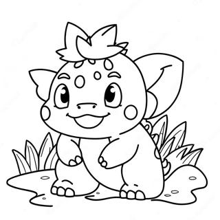 Cute Ivysaur In A Garden Coloring Page 35834-29802