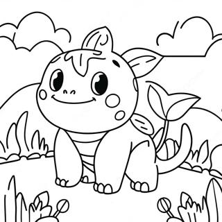 Cute Ivysaur In A Garden Coloring Page 35834-29803