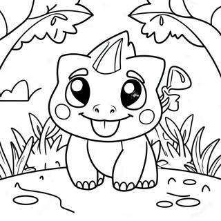 Cute Ivysaur In A Garden Coloring Page 35834-29804