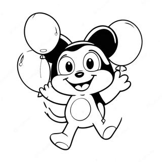 Felix The Cat Playing With Balloons Coloring Page 35914-29866