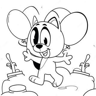 Felix The Cat Playing With Balloons Coloring Page 35914-29965