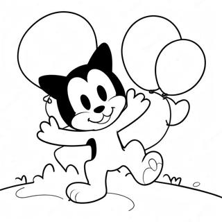 Felix The Cat Playing With Balloons Coloring Page 35914-29967