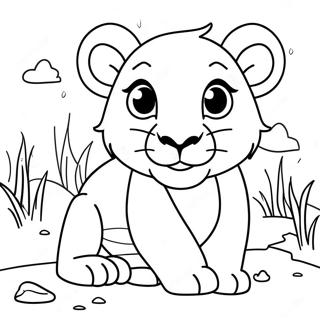 Playful Lion Cub Coloring Page 36004-30039