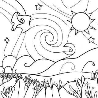 Sparkling Starry Night Coloring Page 36024-30048