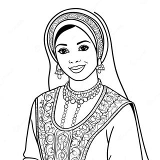 Muslim Girl In Traditional Dress Coloring Page 36033-30050